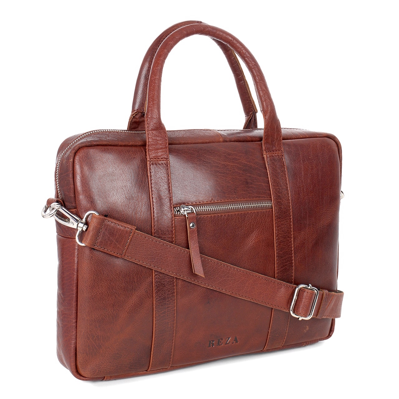 Leather Bags - 15x11x4 Inches, Brown Genuine Leather | Zipper Closure, Multiple Compartments For Business & Casual Carry