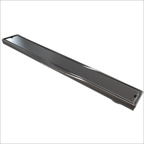 Top Plain Shower Drain - Stainless Steel, 300x84mm Rectangular Design, Glossy Black Finish, 1mm Thickness, Ideal For Bathroom Use