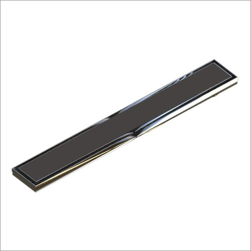 Top Plain Shower Drain - Stainless Steel, 300x84mm Rectangular Design, Glossy Black Finish, 1mm Thickness, Ideal For Bathroom Use