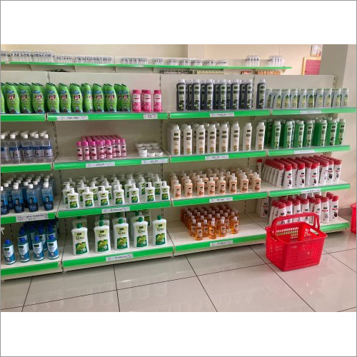 Supermarket Display Rack - Powder Coated Steel, Customised Size | Spacious Design For Milk, Curd, Eggs, And Bread Storage