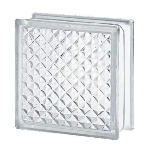 Inca Seves Clear Glass Block - 190x190x80 mm, Clear Transparent Glass, Solid Structure, Wavy & Smooth Surface with Decorative Light Effects
