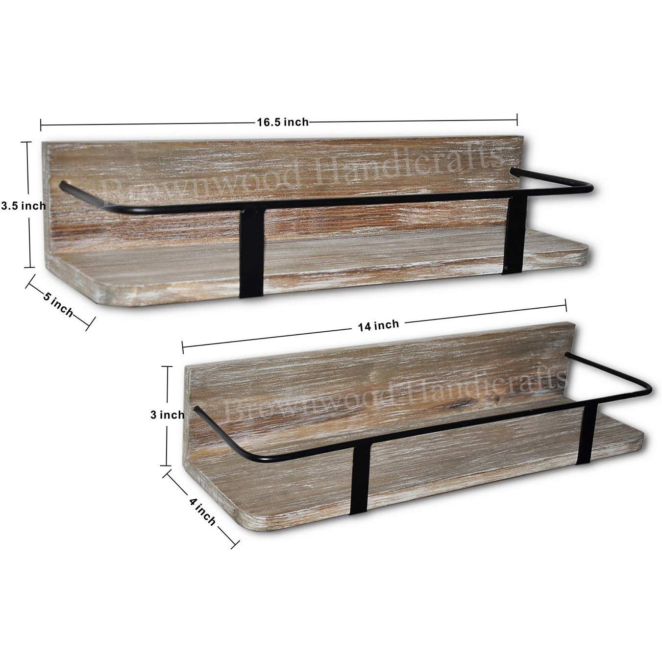 Light Burnt Pine Wood Wall Shelf Set Of 2 Shelves