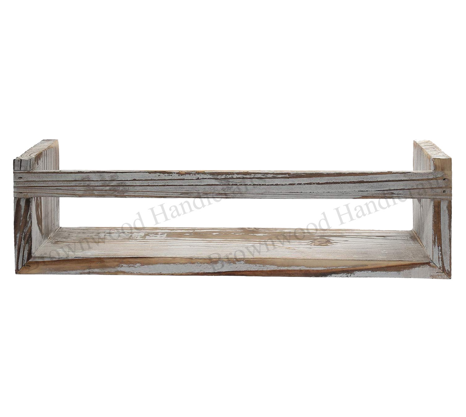 Burnt Distress White Pine Wood Wall Shelves Set Of 3 Shelves