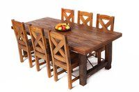 लकड़ी की खाने की मेज और कुर्सी का सेट