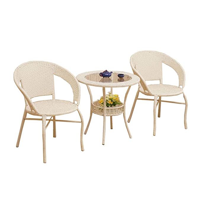Table Chair Set (Off White) - Artwork: Handmade
