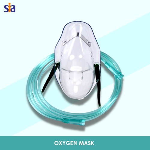 Transparent Oxygen Mask - Medical Grade PVC, Adult/Pediatric Size | Soft, Adjustable Nose Clip, Elastic Head Strip, Kink-Resistant Tube