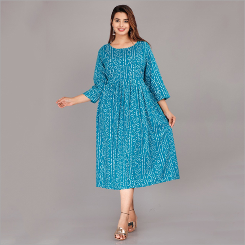 Printed Casual Maternity Dress - Sizes S, M, L, XL | All-Season, Washable, Trendy Sky Blue Print