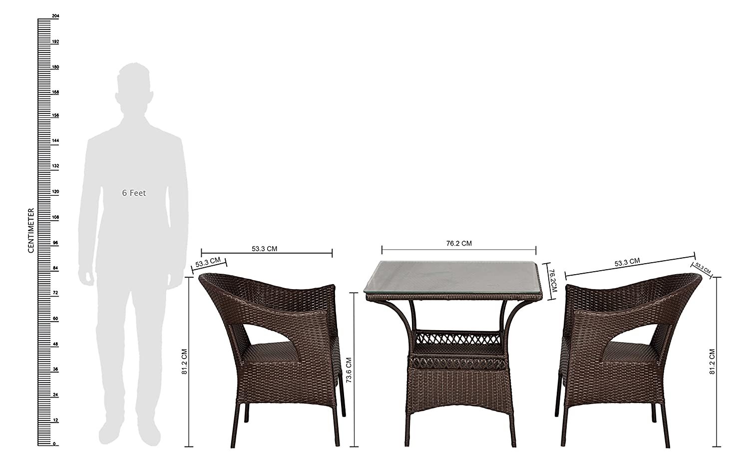 Outdoor Garden Table Chair Set (Brown) - Assembly: No Assembly Required
