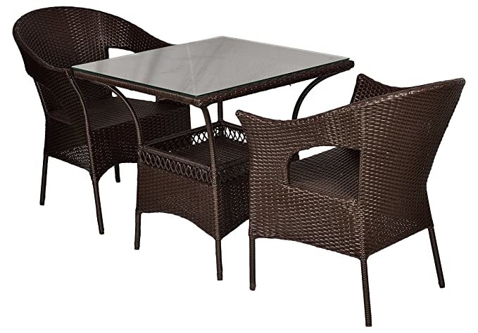 Outdoor Garden Table Chair Set (Brown) - Assembly: No Assembly Required