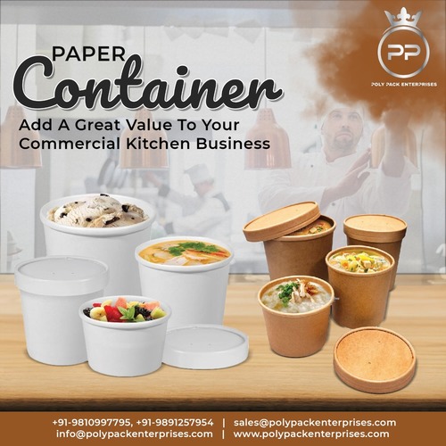 PAPER CONTAINER KRAFT - Paper Material, 100% Biodegradable | Ideal for Food Packaging, Eco-Friendly Design, Versatile Use