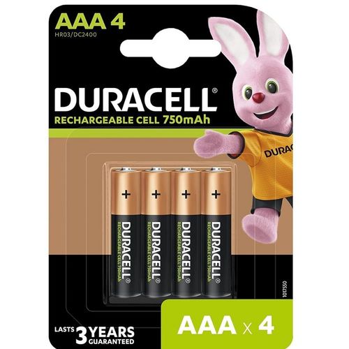 Duracell Rechargeable AAA 750mAh Batteries 2 Pcs - NiMH 1.2V, 31.8g, 12.1x8.6x1.1cm | Ideal for Wireless Mouse, Includes 2 Batteries