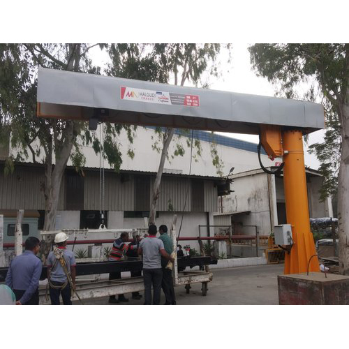 Floor Mounted Jib Crane - Color: Yellow