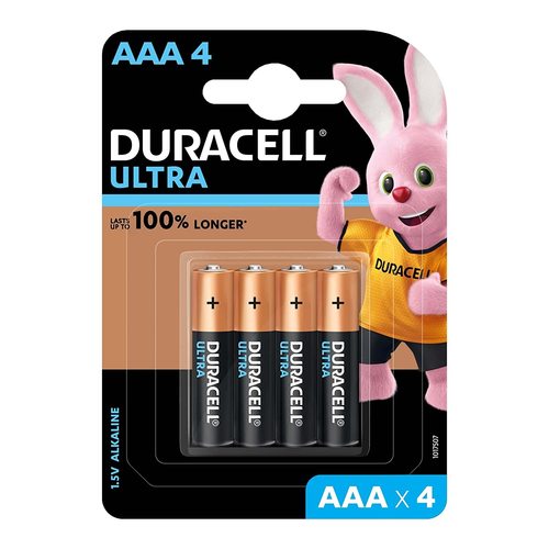 Duracell Ultra Alkaline AAA Battery - 1.5V, 19g Weight | Ideal for Cameras, Toys, 2 Batteries Included