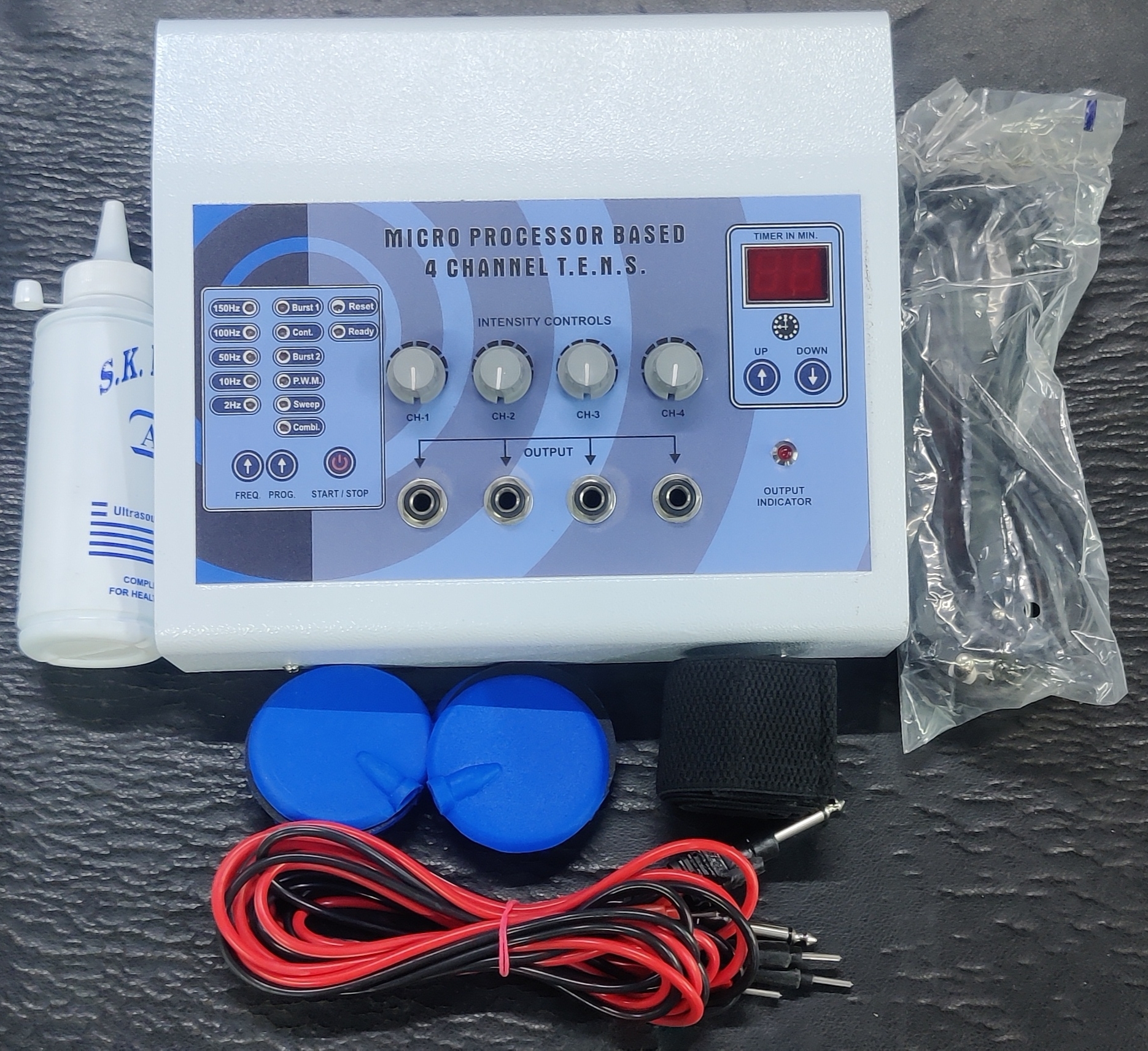 Four Channel Tens Machine - Iron, Portable, Electric | Digital Technology For Pain Management, Increased Mobility, Muscle Stimulation, Edema Reduction