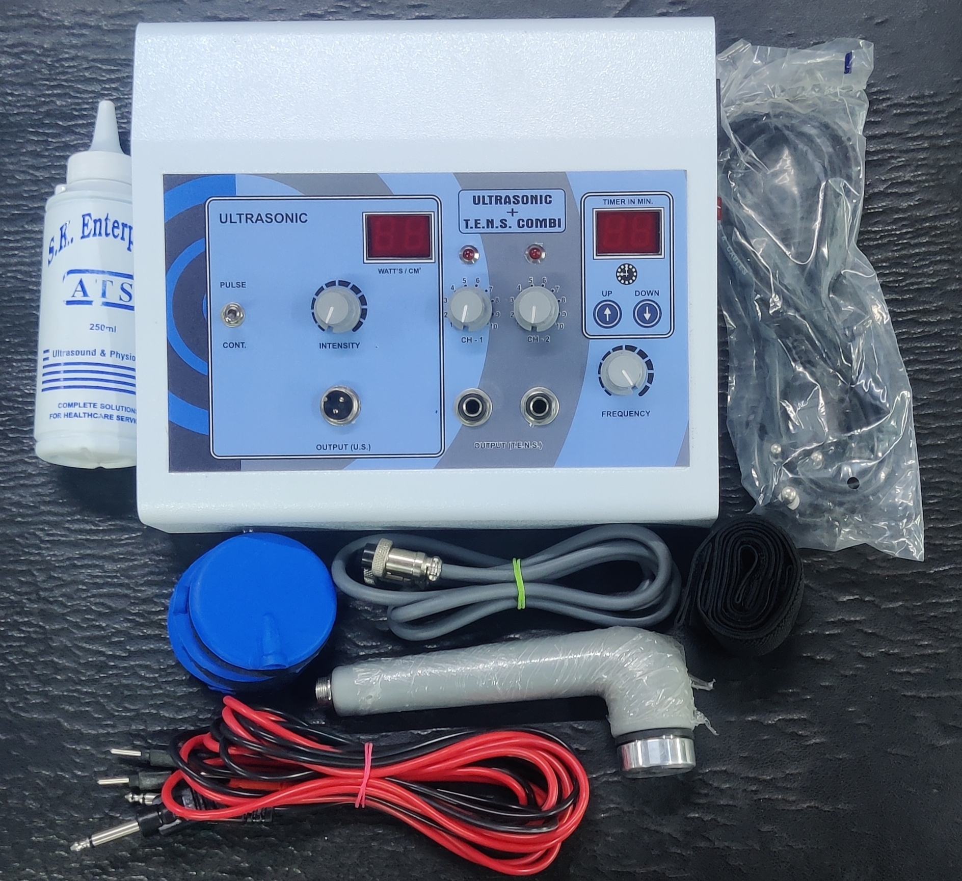 Ultrasonic With 2 Channel Tens Combo Machine - Digital Technology, Portable Electric Pain Relief Device | Dual Channel Therapy For Arthritis And Muscle Stimulation