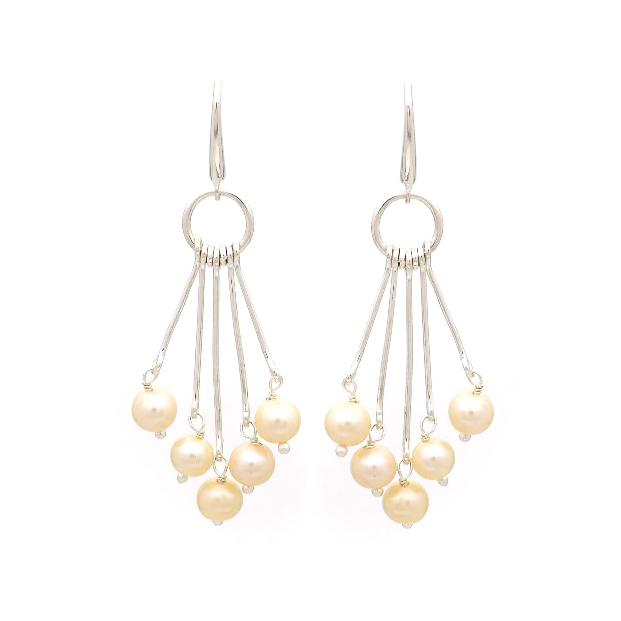 925 Sterling Silver White Pearl Big Dangle Earring