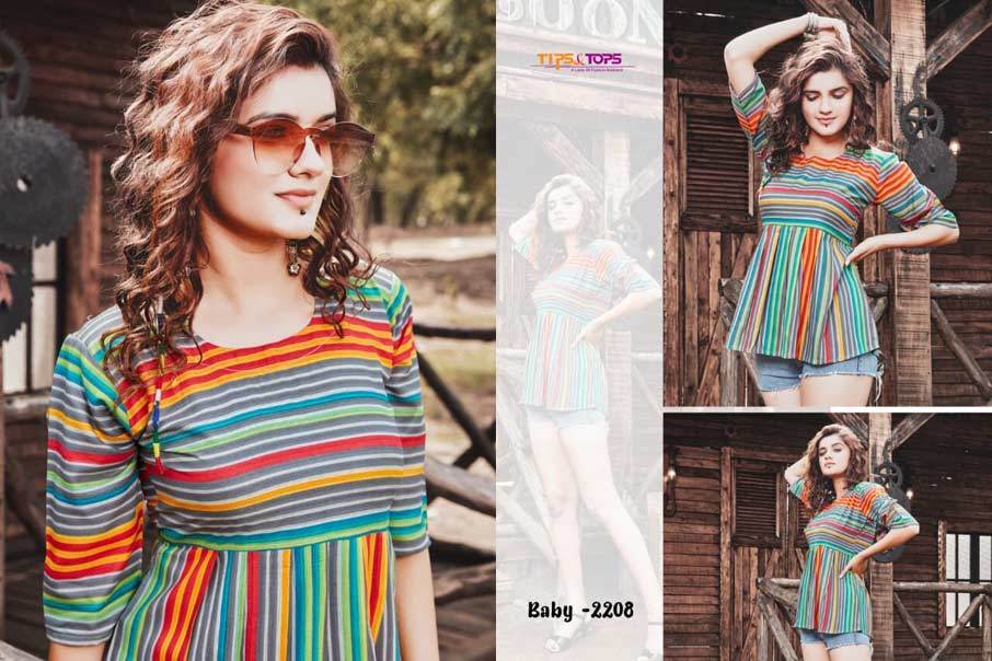 Artwork Embroidery Work Tops Catalogue Set - Rayon Flex, M To 3xl | Breathable, No Fade, Washable, 8 Unique Designs In Denim Slit Style