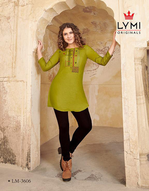 Artwork Embroidery Work Tops Catalogue Set - Rayon Flex, M To 3xl | Breathable, No Fade, Washable, 8 Unique Designs In Denim Slit Style