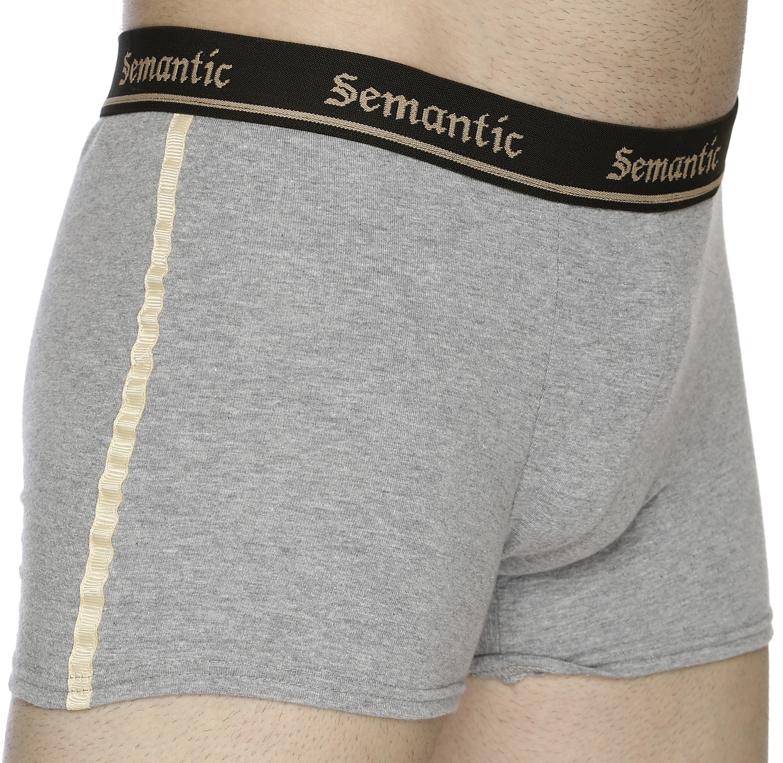 Semantic Men's Cotton Fancy Tape Designer Grey Melange Trunks - Age Group: 15 Above