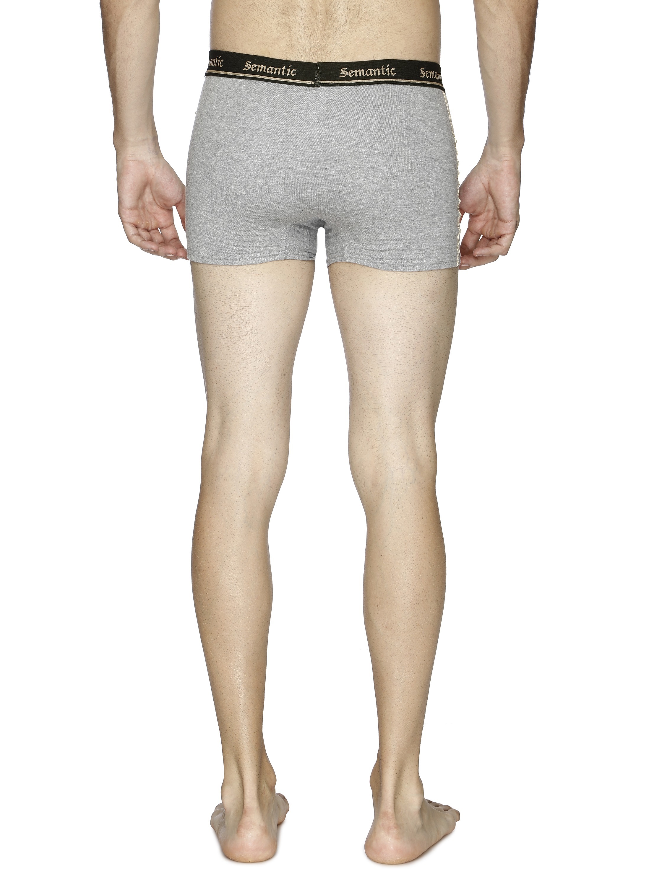 Semantic Men's Cotton Fancy Tape Designer Grey Melange Trunks - Age Group: 15 Above