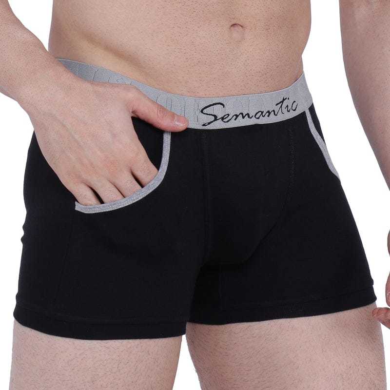 Semantic Cotton-elastane Black Trunks With Pockets