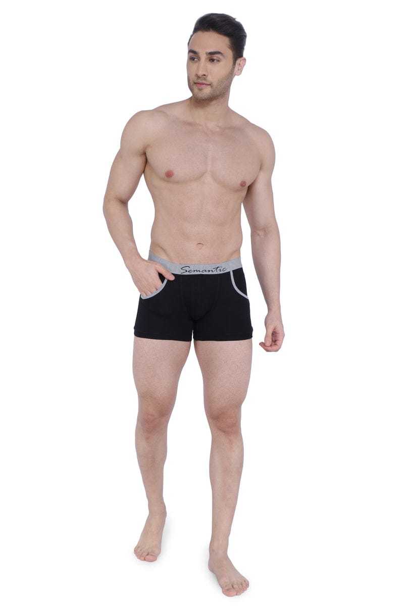 Semantic Cotton-elastane Black Trunks With Pockets