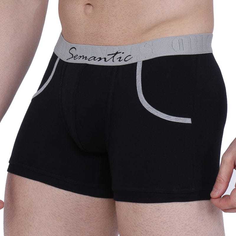 Semantic Cotton-elastane Black Trunks With Pockets