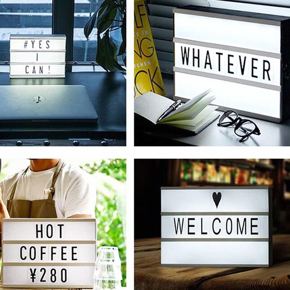 White + Black Cinema Light Box With 96 Letters And Symbols - Diy Cinematic Led Light Box Free Combination (A6 Size) White/black
