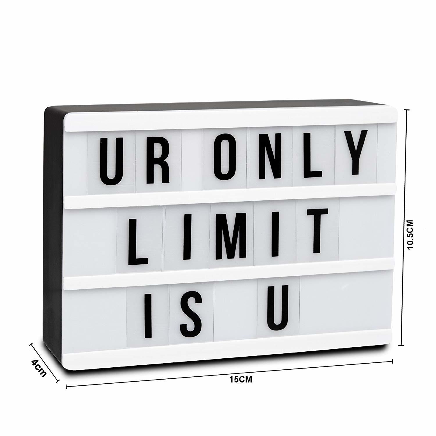 White + Black Cinema Light Box With 96 Letters And Symbols - Diy Cinematic Led Light Box Free Combination (A6 Size) White/black