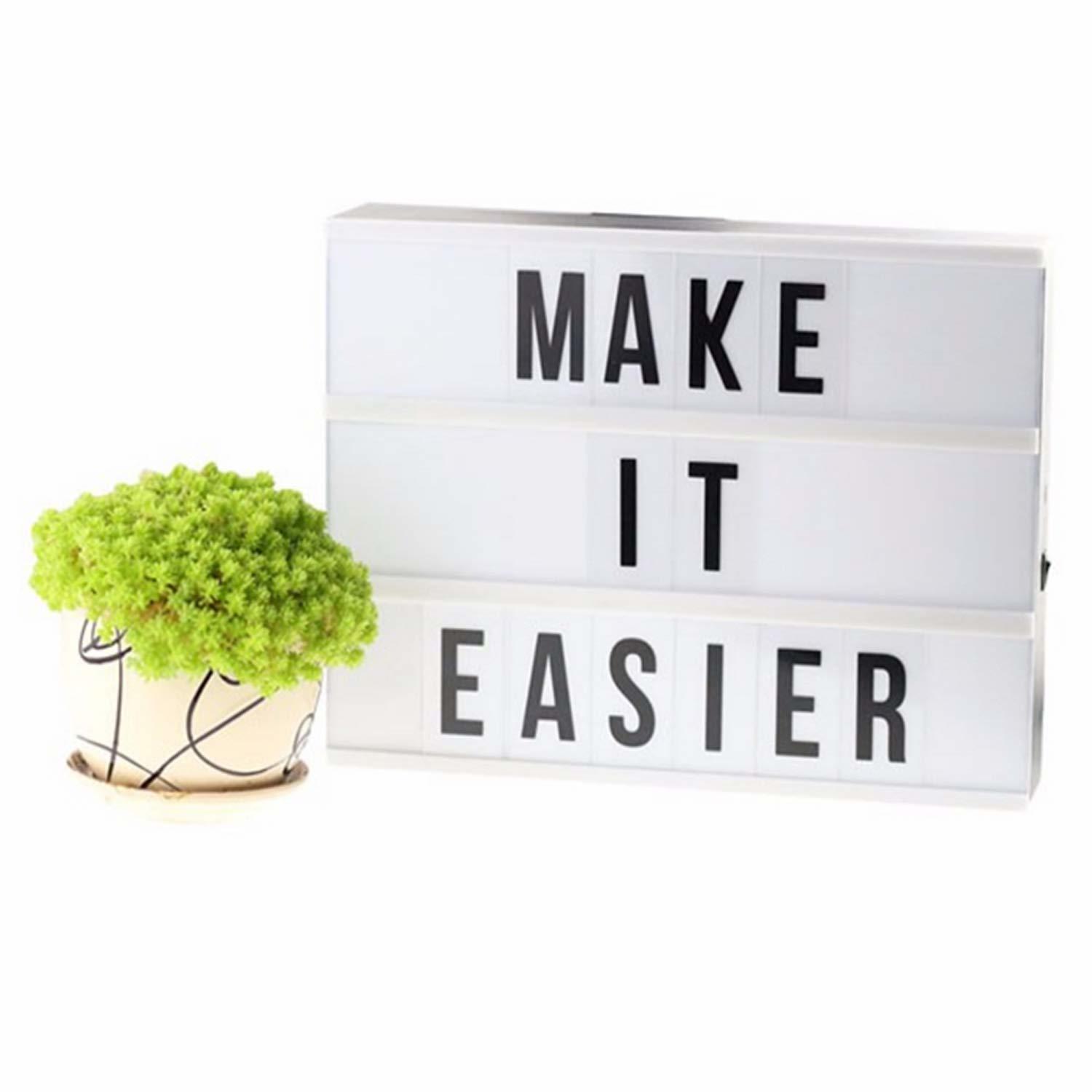 White + Black Cinema Light Box With 96 Letters And Symbols - Diy Cinematic Led Light Box Free Combination (A6 Size) White/black