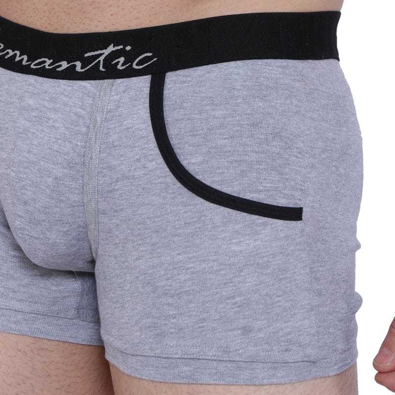 Semantic Cotton-elastane Grey Melange Trunks With Pockets - Age Group: 16 Above