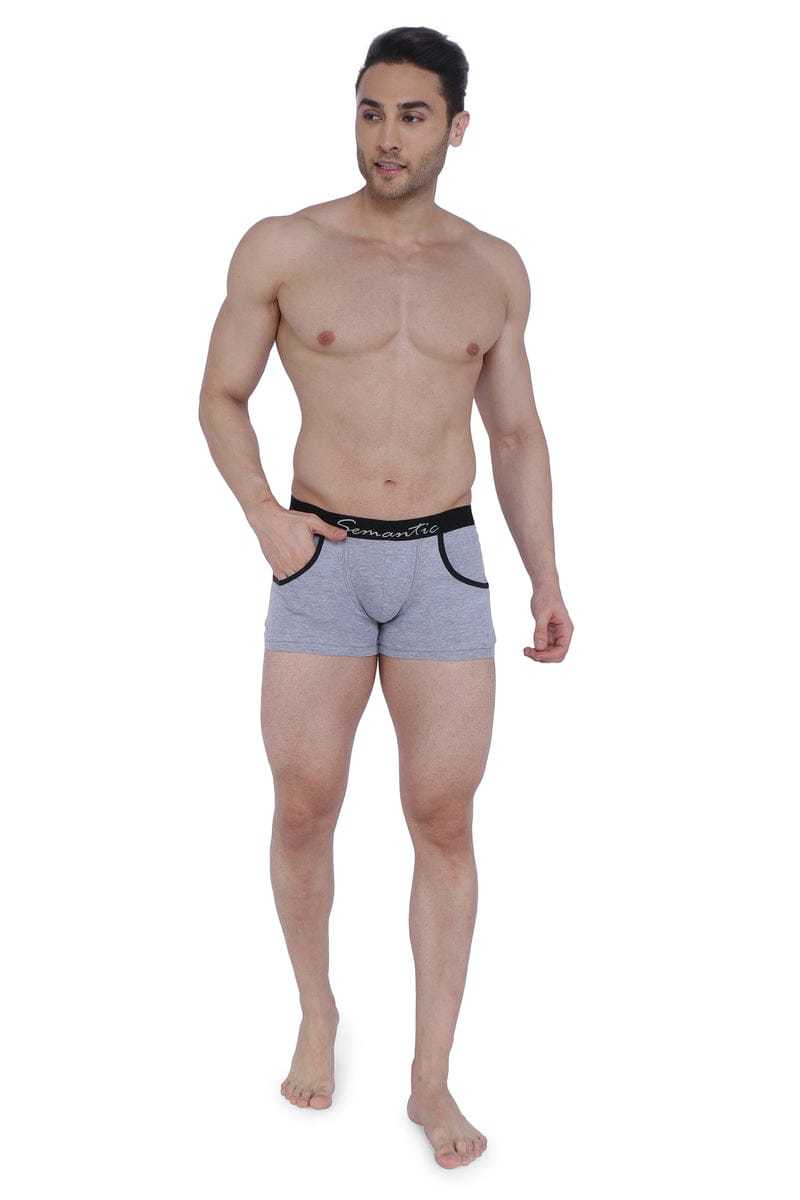 Semantic Cotton-elastane Grey Melange Trunks With Pockets - Age Group: 16 Above