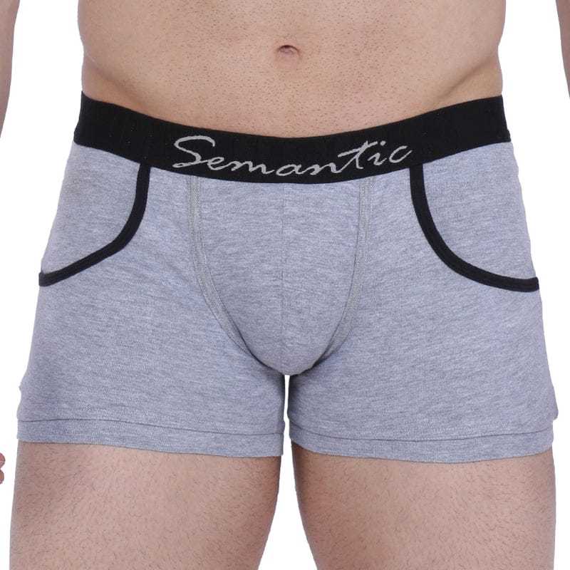 Semantic Cotton-elastane Grey Melange Trunks With Pockets - Age Group: 16 Above