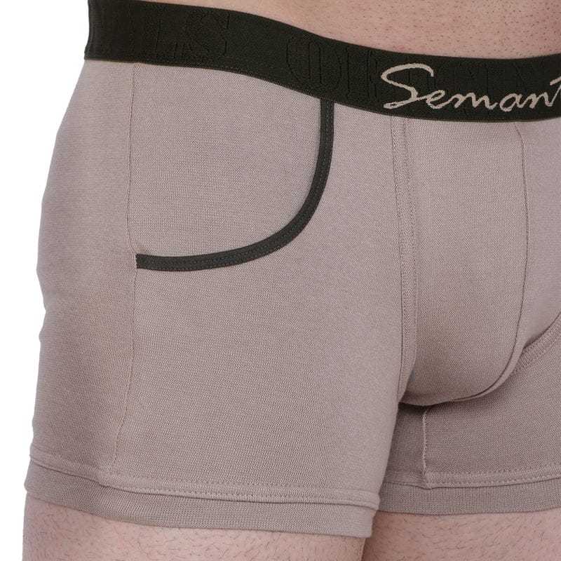 Semantic Cotton-elastane Beige Trunks With Pockets