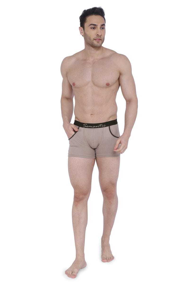 Semantic Cotton-elastane Beige Trunks With Pockets