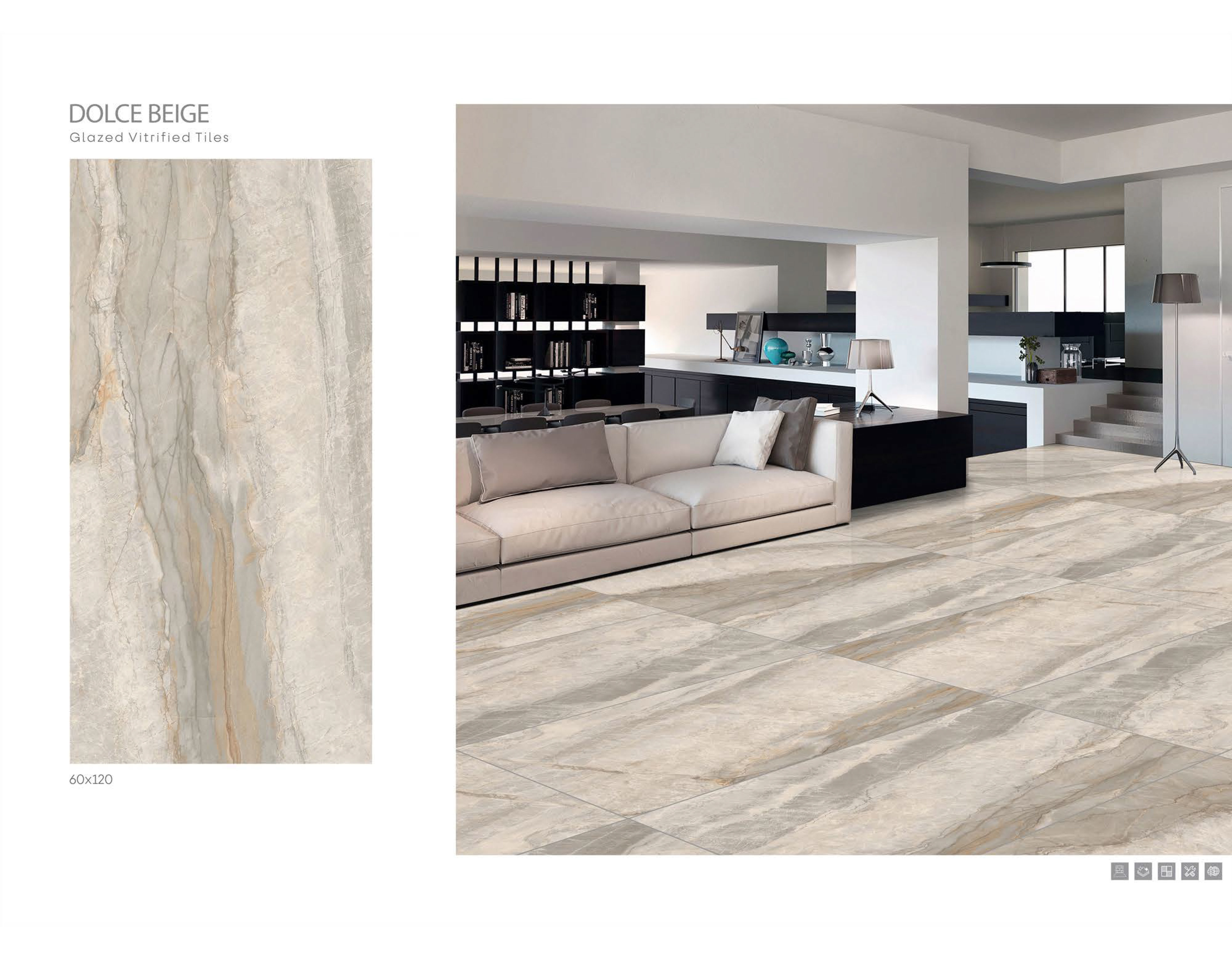 Vitrified Tiles - 600x1200mm, Multi Color Glossy Finish | Premium Ceramic, 9mm Thickness, Ideal For Interior Floors