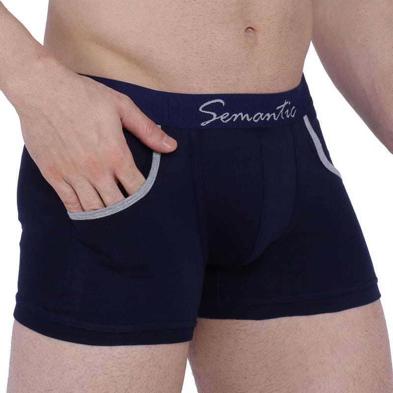 Semantic Cotton-elastane Navy Trunks With Pockets - Age Group: 15 Above