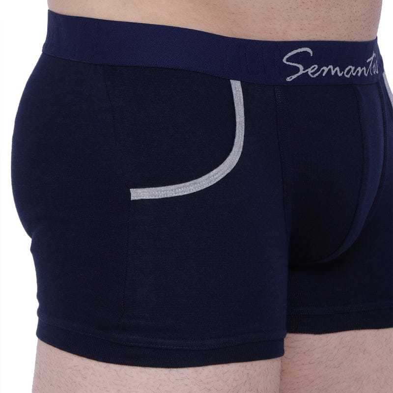 Semantic Cotton-elastane Navy Trunks With Pockets - Age Group: 15 Above