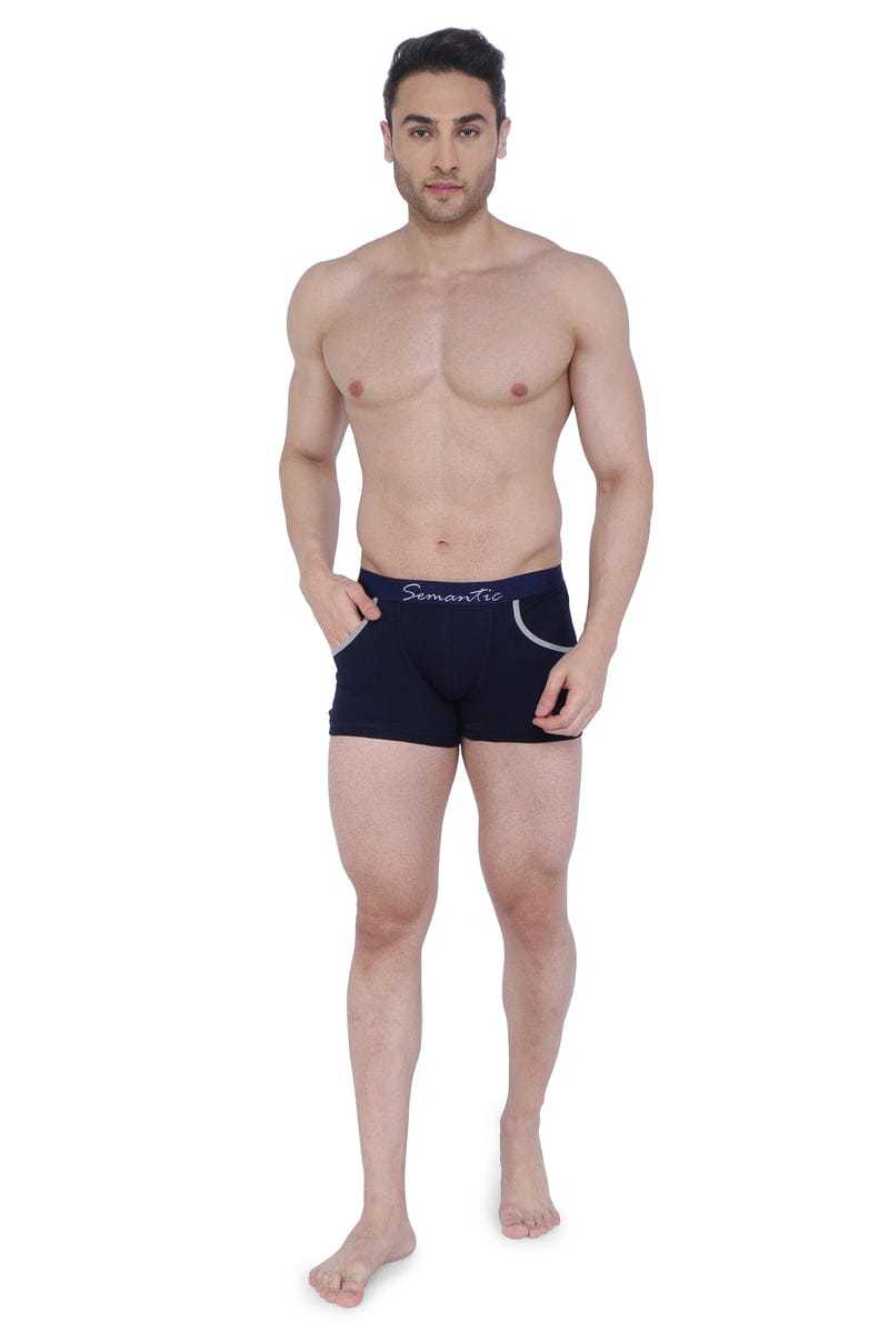 Semantic Cotton-elastane Navy Trunks With Pockets - Age Group: 15 Above