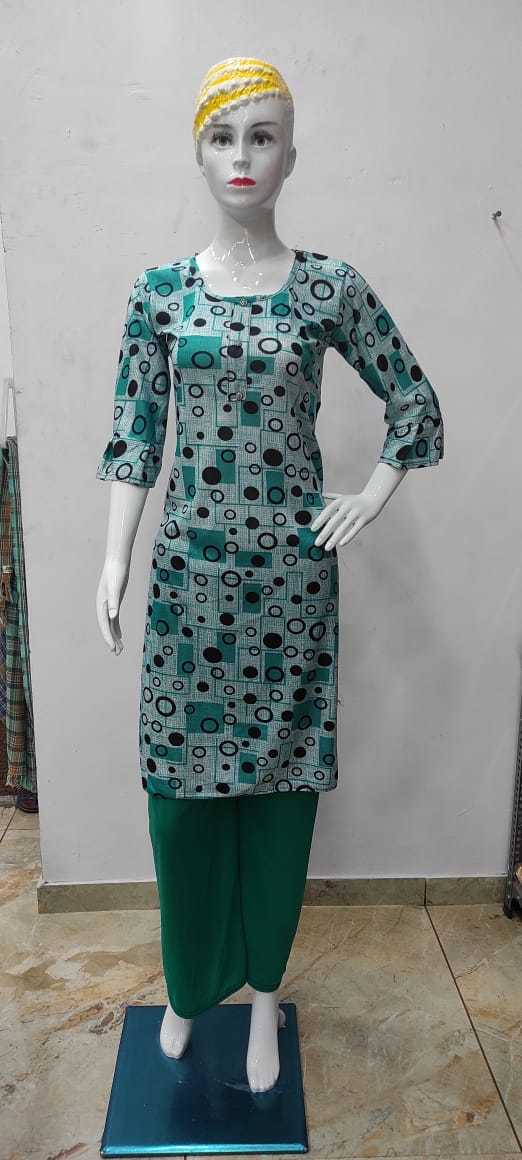 Kurti + Plazo Full Pair - Malai Fabric, Free Size Ladies Ethnic Wear | Breathable, Washable, All Season Casual Style, Random Designs