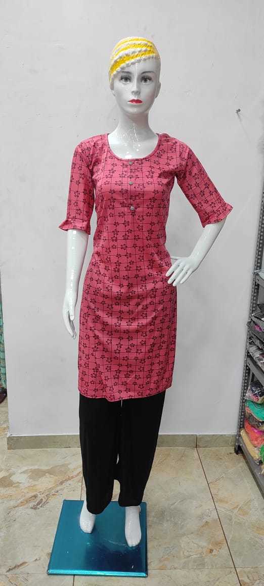 Kurti + Plazo Full Pair - Malai Fabric, Free Size Ladies Ethnic Wear | Breathable, Washable, All Season Casual Style, Random Designs