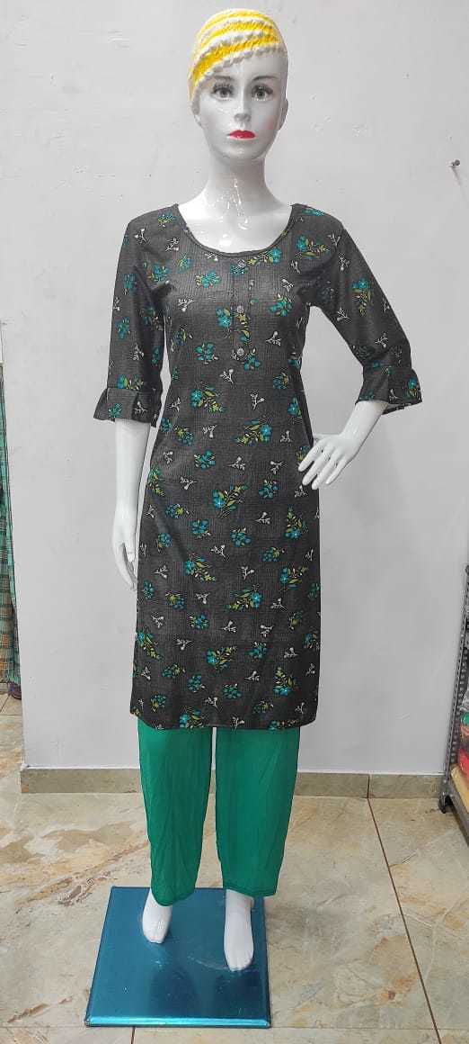Kurti + Plazo Full Pair - Malai Fabric, Free Size Ladies Ethnic Wear | Breathable, Washable, All Season Casual Style, Random Designs