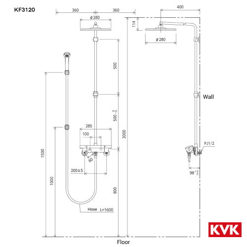 Overhead Rain Shower Set (Kf3120 Round/chrome) Installation Type: Wall Mounted