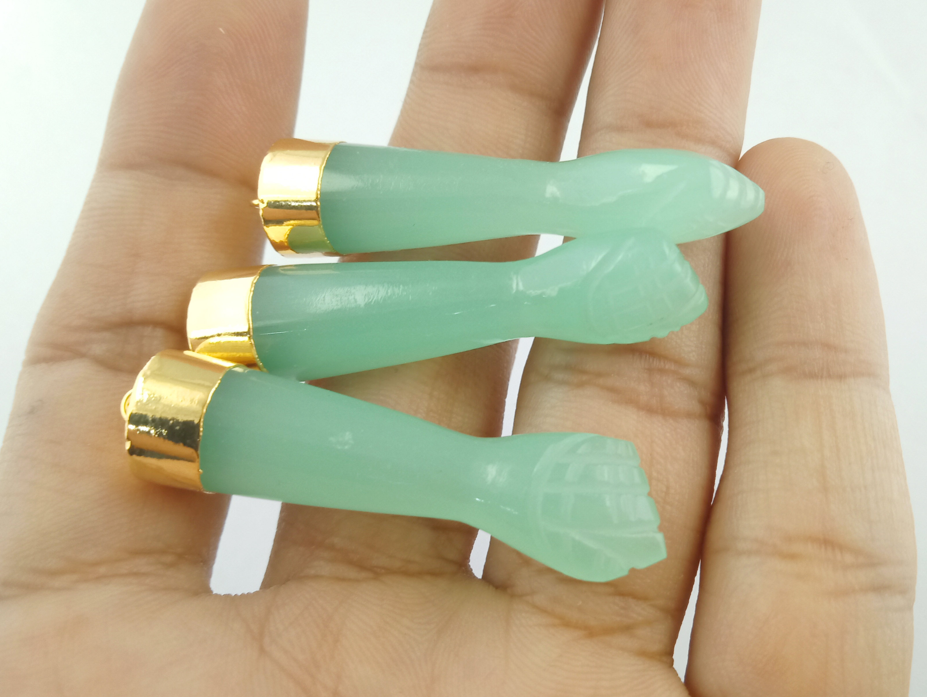 Checkerboard Aqua Chalcedony Carved Pendant Gold Cap Fist Pendant Pendant Gemstone Jewelry