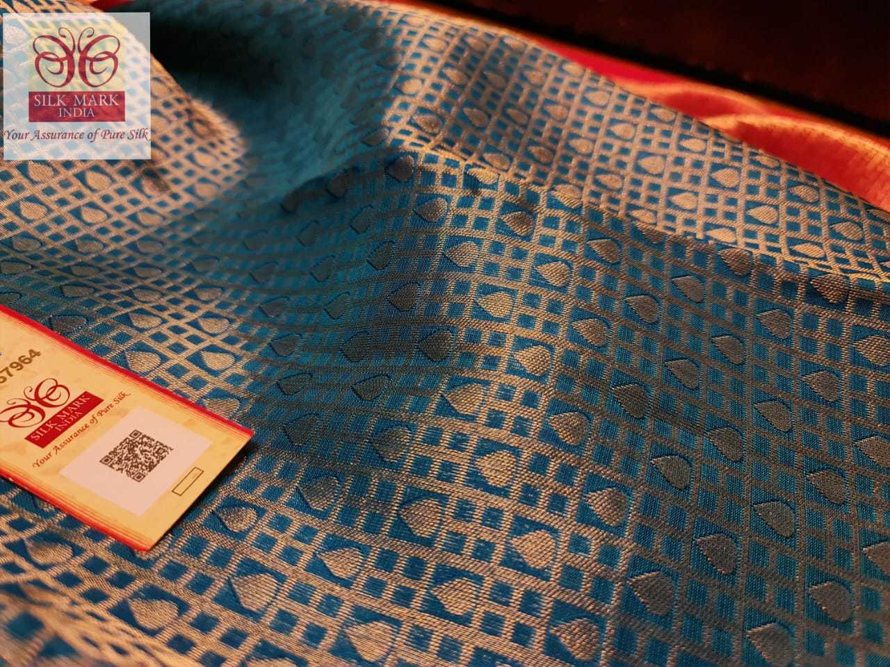 Blue With Pink Wedding Wear Silk Saree