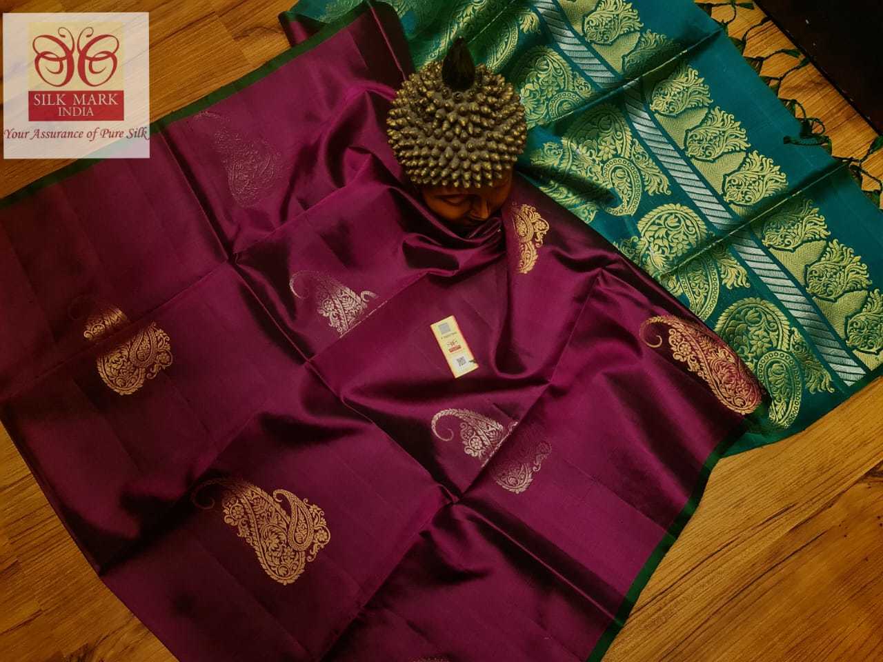 Purple With Green Handloom Arvata Budda Saree