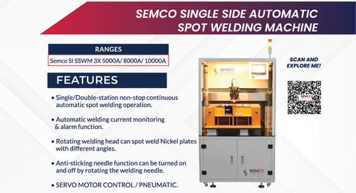 Semco SI SSWM 3X 8000A - Single Side Automatic Spot Welding Machine - Pnuematic