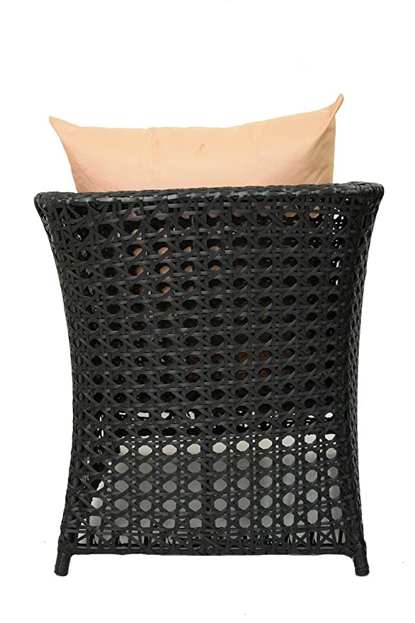 Garden Set - Iron Frame With Waterproof Indian Wicker, Black Color | Durable, Uv Resistant, Easy To Clean, Includes Cushions And Pillows