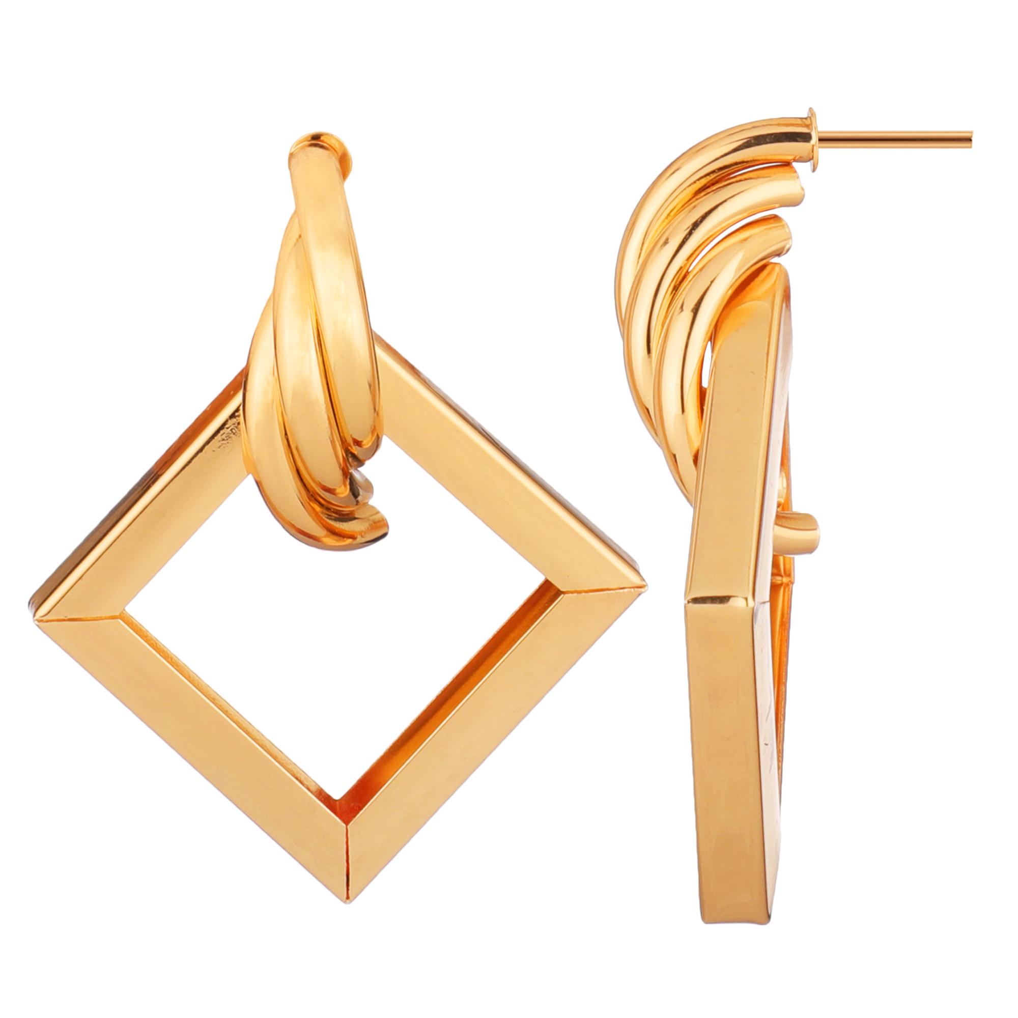 Party Gold Plated Square Shaped Earing For Women And Girls