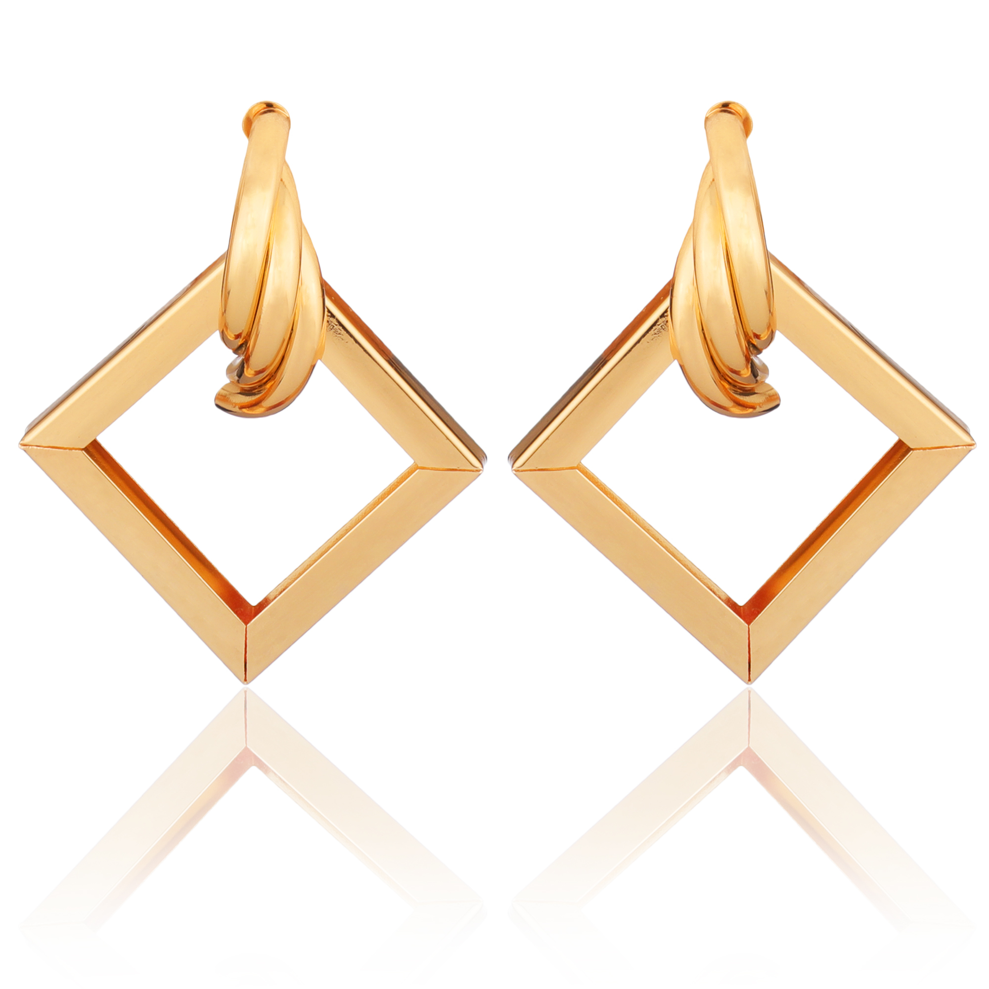 Party Gold Plated Square Shaped Earing For Women And Girls